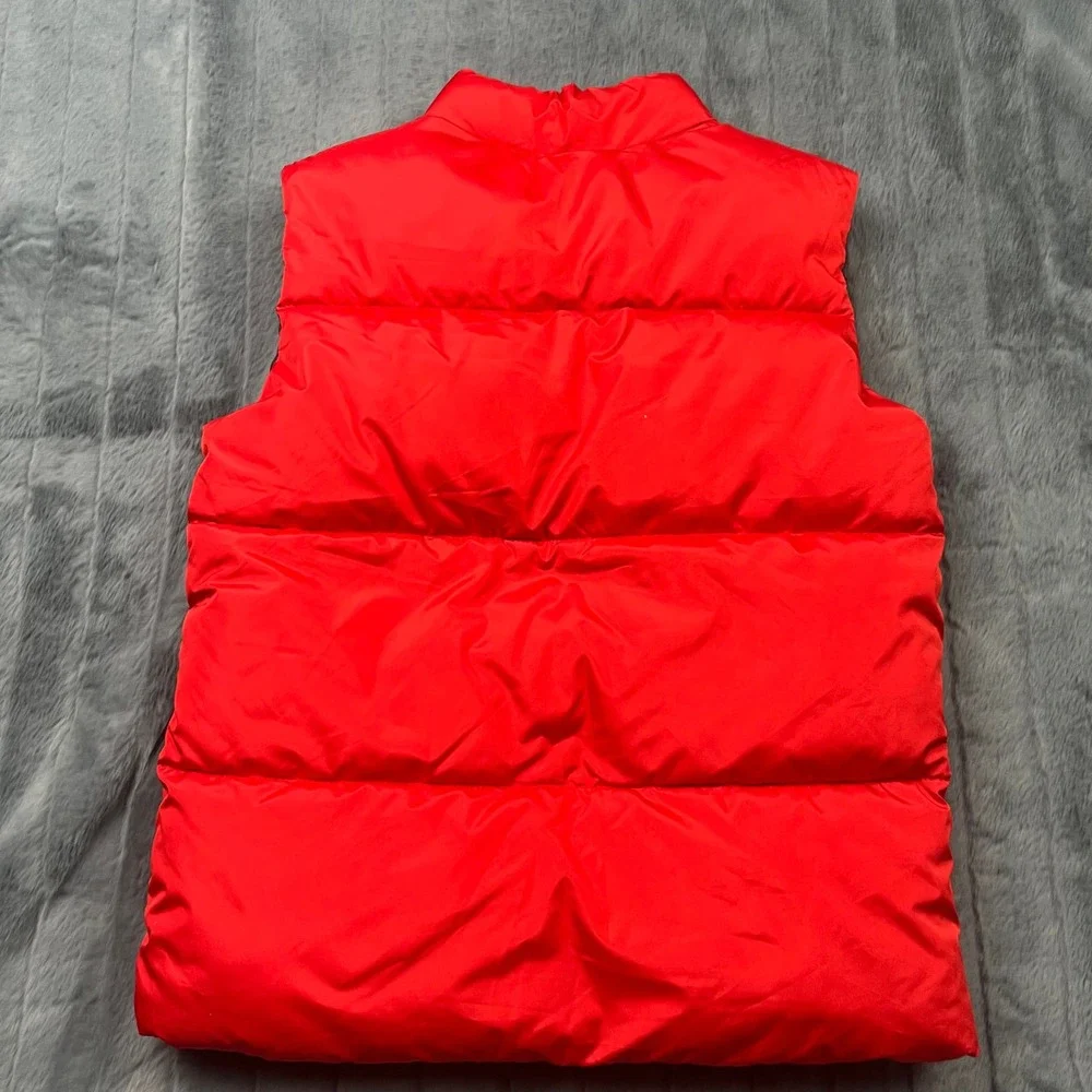 Old Navy Kids Red Puffer Vest Size L 10-12 Quilted Sleeveless Jacket Zip Up